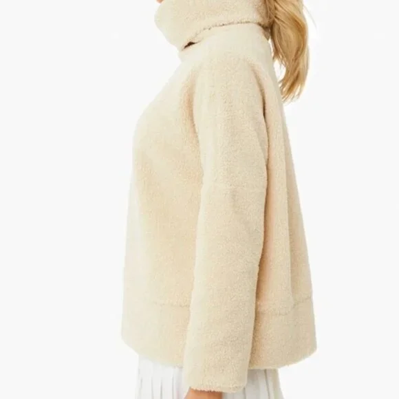 Tuckernuck Rollins Funnel Neck Teddy Tan Fleece Pullover, Size L - Picture 2 of 9